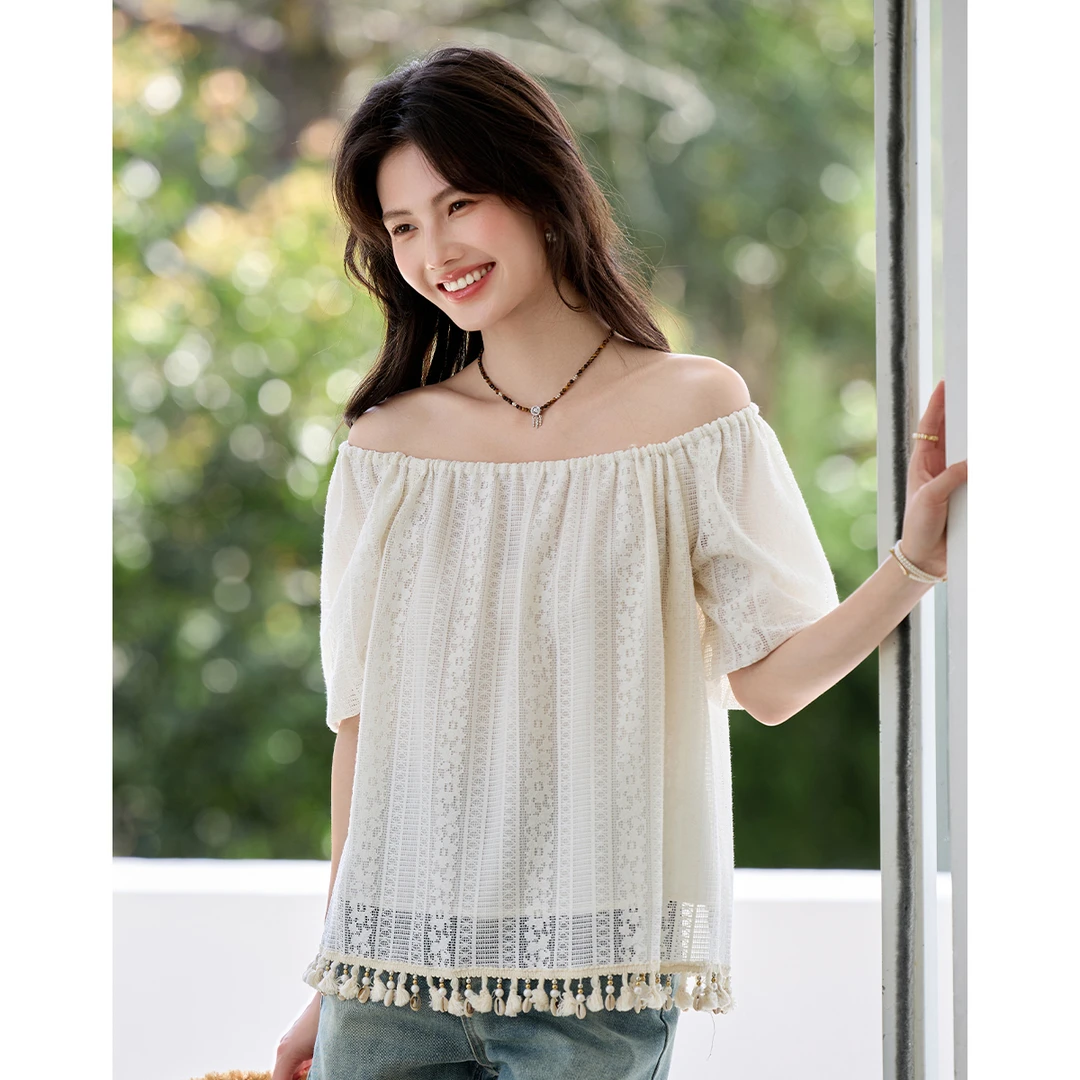 【小铃铛专属】      甜美镂空短袖衬衫AN25X5555