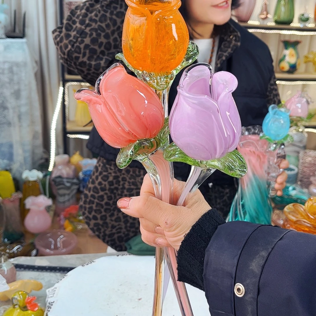 3朵玫瑰家悦琉璃工艺品