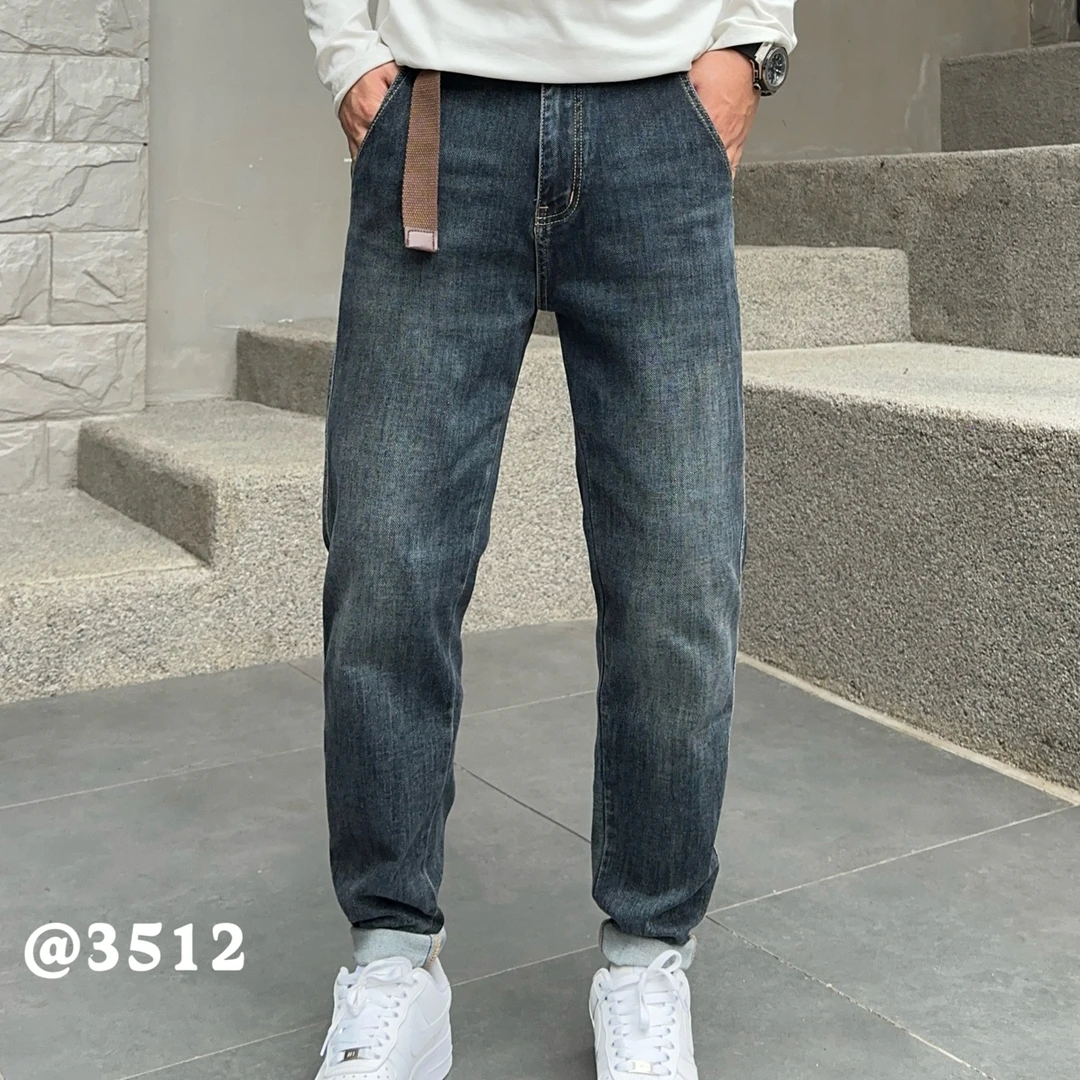 2025新款男士牛仔裤蓝色微锥型显瘦修身小脚裤百搭潮流秋季3512
