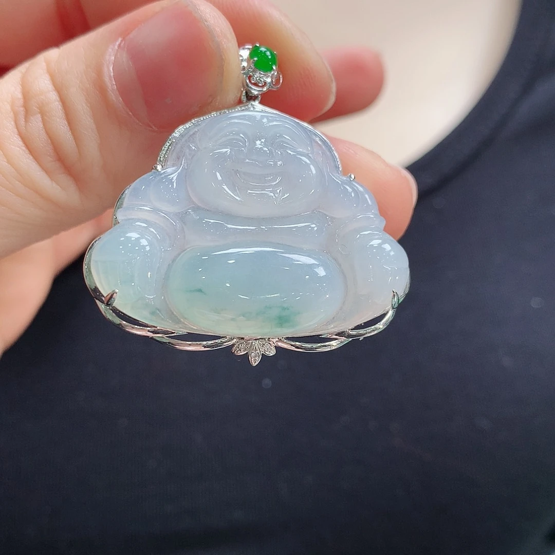 翡翠颈饰18K金镶嵌佛公