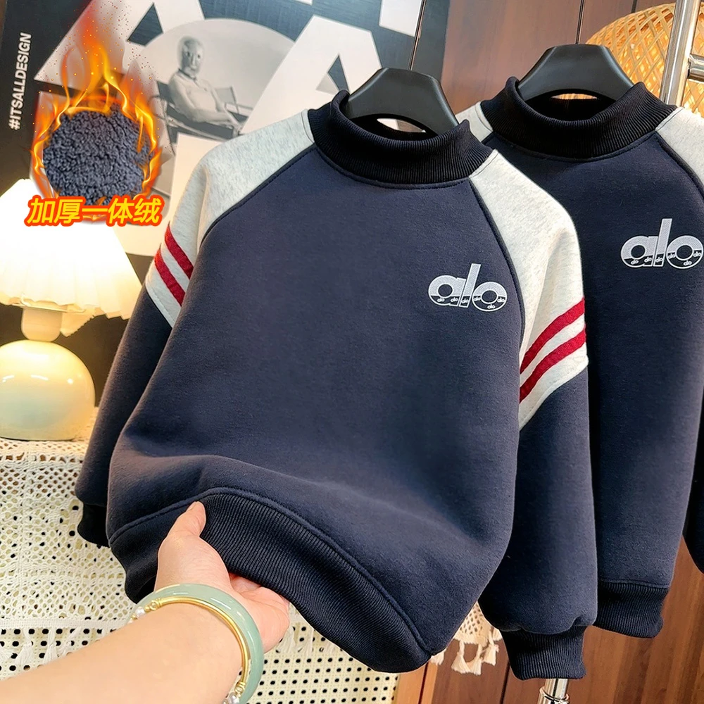 【450g】葵花绒加厚男童卫衣条纹卫衣中领