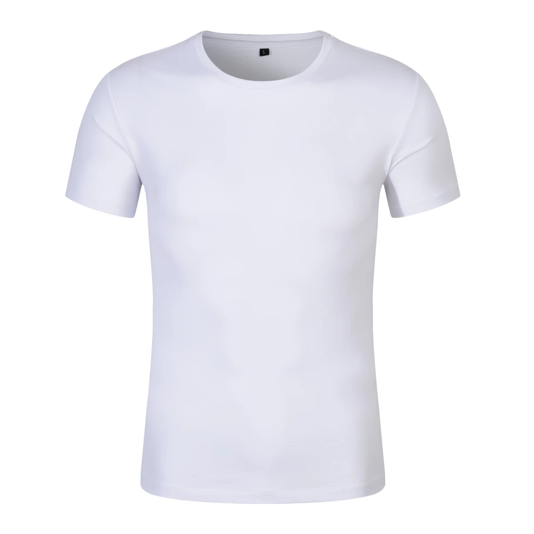 夏季冰爽棉T恤男士短袖宽松圆领上衣服纯色白色打底衫文化衫运动