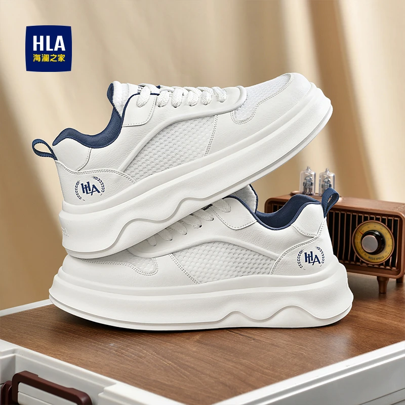 HLA/海澜之家男鞋夏季清爽透气网面鞋软底舒适小白鞋男士休闲板鞋