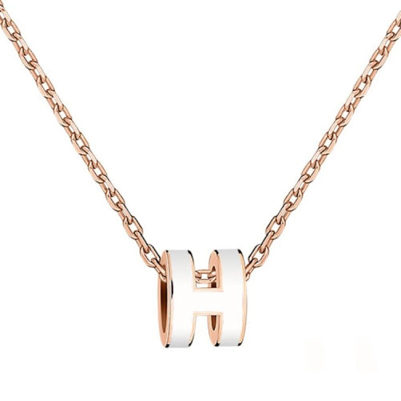 铜合金项链 POP H系列 H字母标志 吊坠 镀金 项链HERMES PARIS