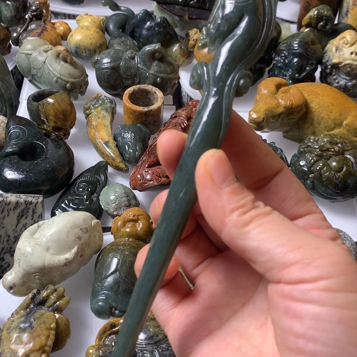 岫岩河磨玉（透闪石质玉）未镶嵌笔搁