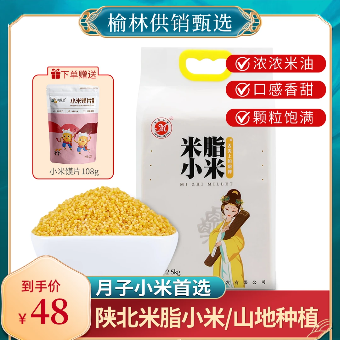 陕北农家正宗小米米脂黄小米2024新米米油5斤真空装月子米布袋装