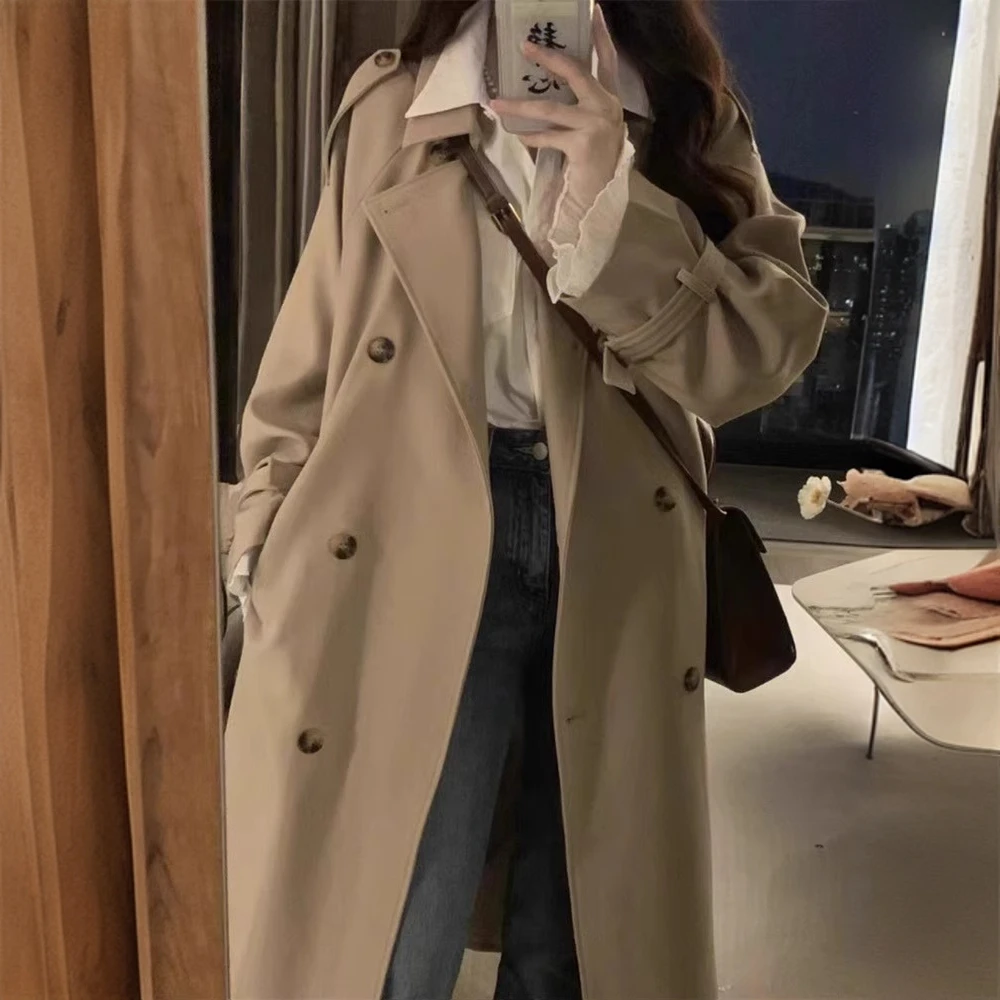 风衣外套女2025早春秋新款卡其色英伦风小个子中长款大衣