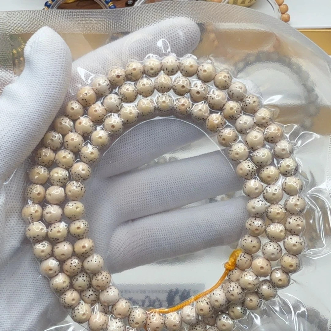 手串星月菩提薇氧化原白大眼睛留白小细星圆珠长串