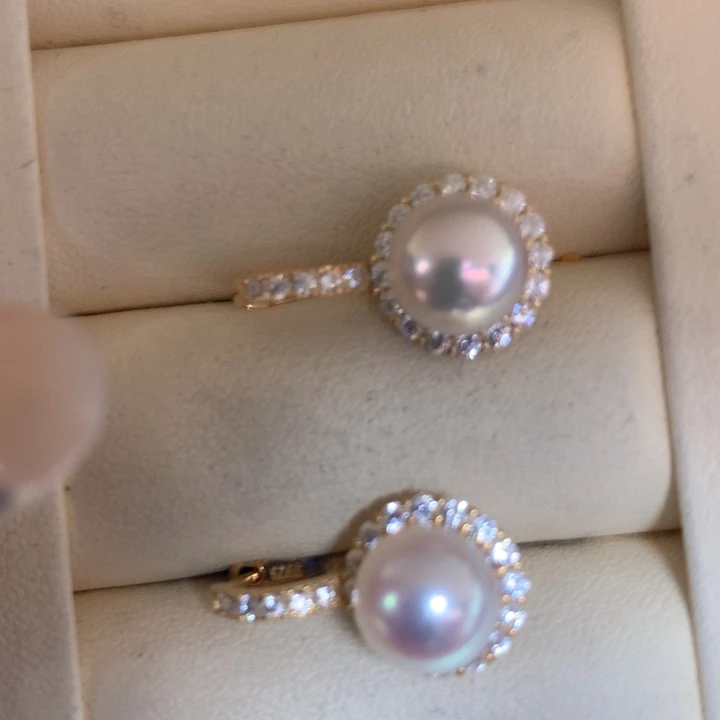 银S925镶嵌耳饰海水珍珠