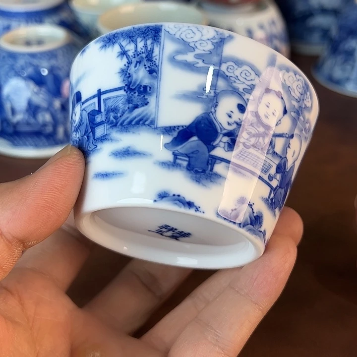 心***水瓷片景德镇全手工手绘陶瓷