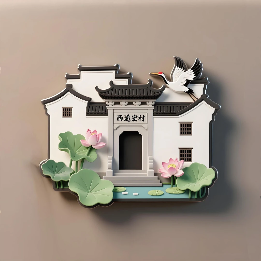 安徽西递宏村博物馆金属冰箱贴旅游景点立体纪念品文创意特色伴手