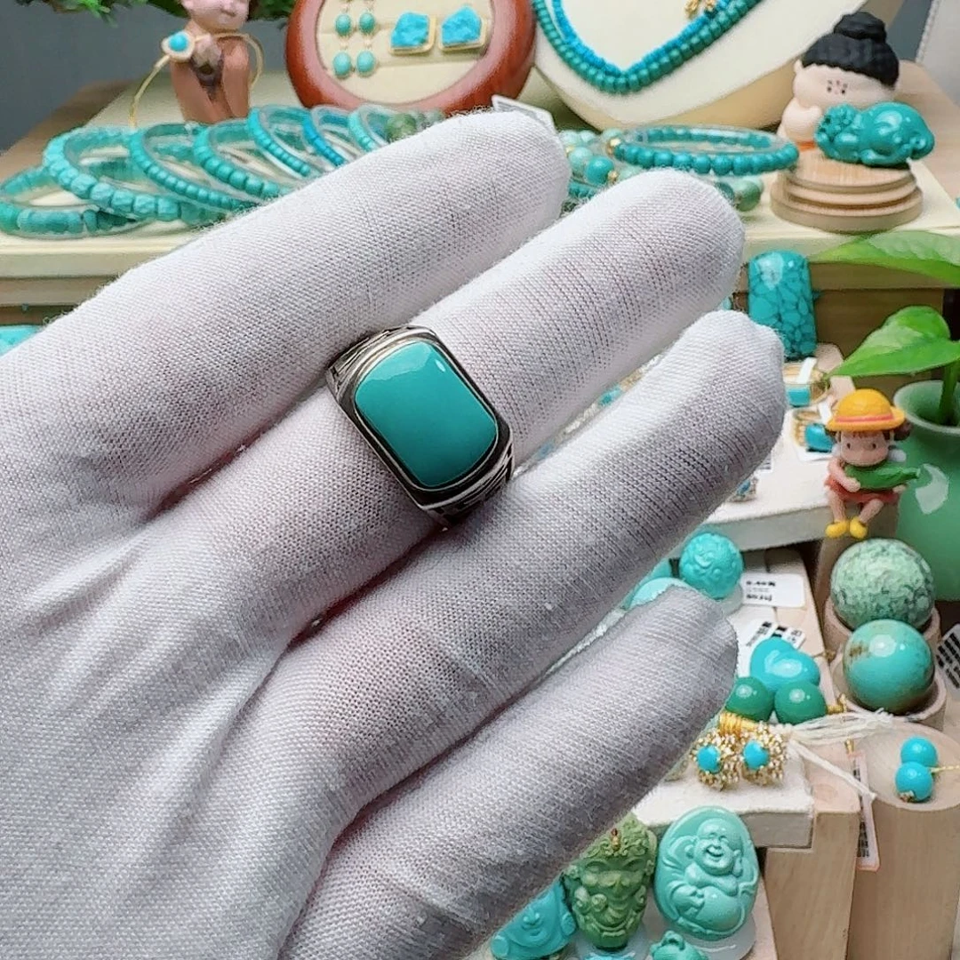 绿松石银S925镶嵌戒指