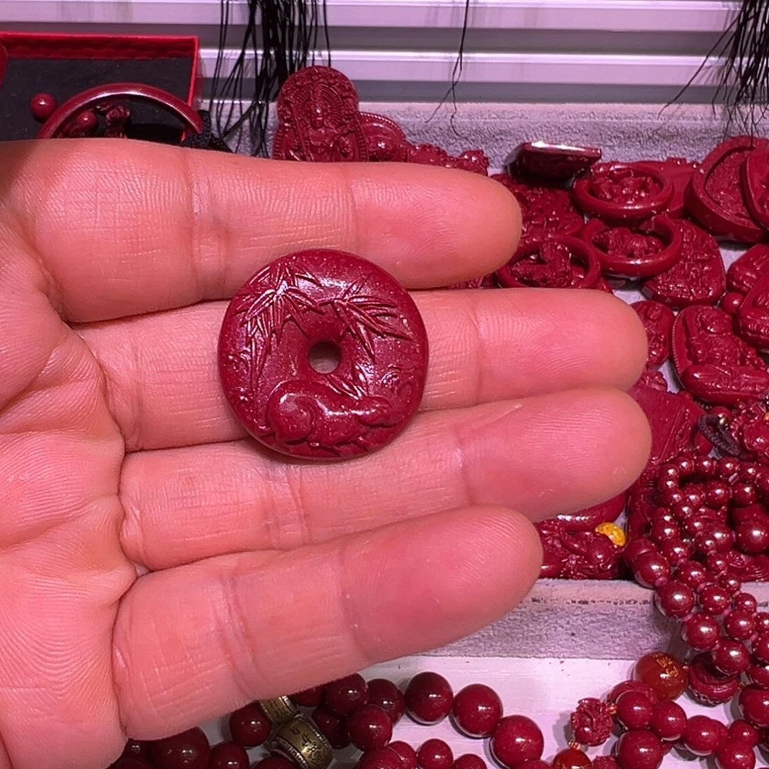 天然辰砂生肖平安扣兔