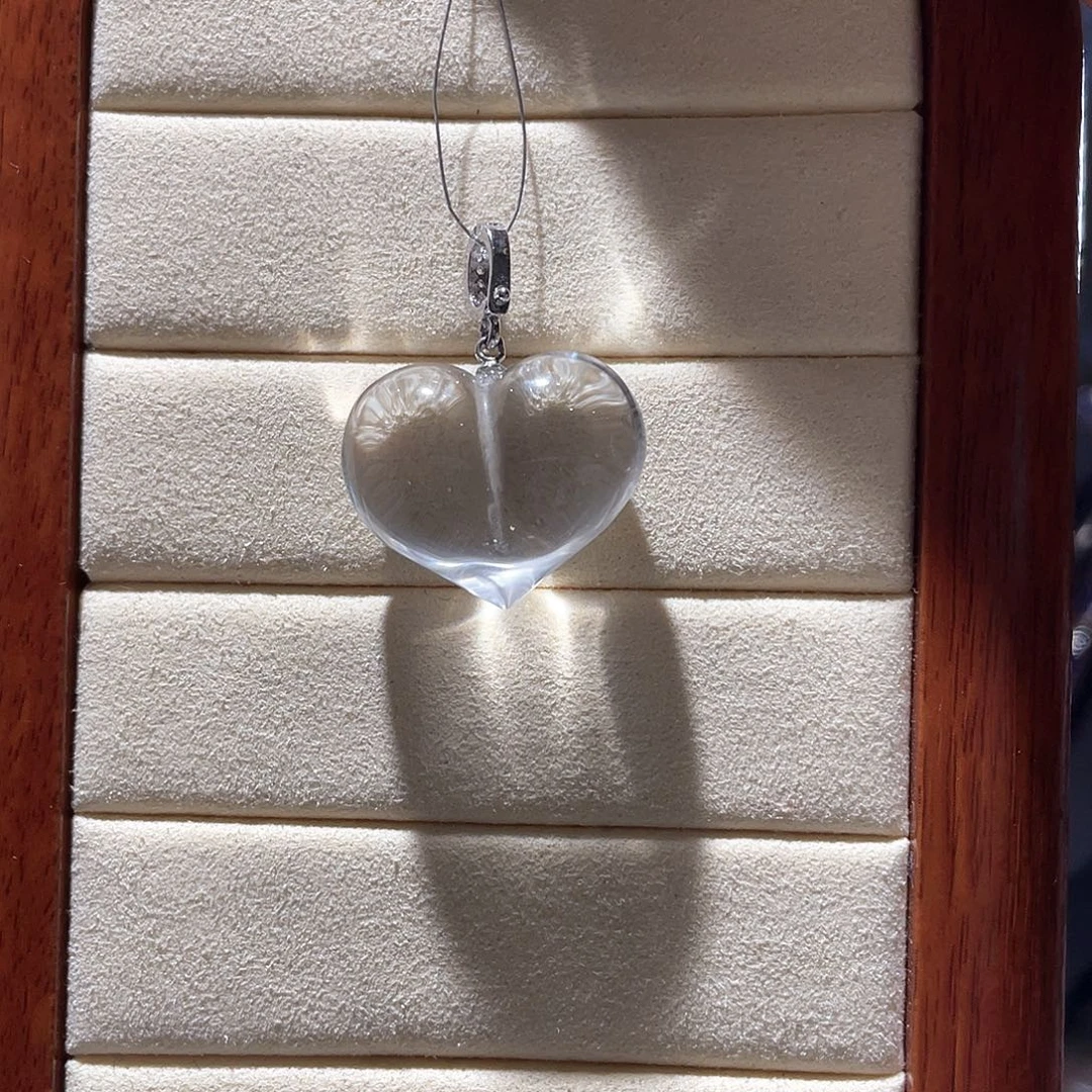 水晶颈饰银S925镶嵌大气款