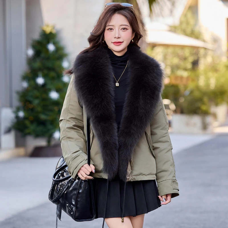 VONSRMAN高级感大毛领羽绒服女2025冬季新款时尚加厚保暖短款外套