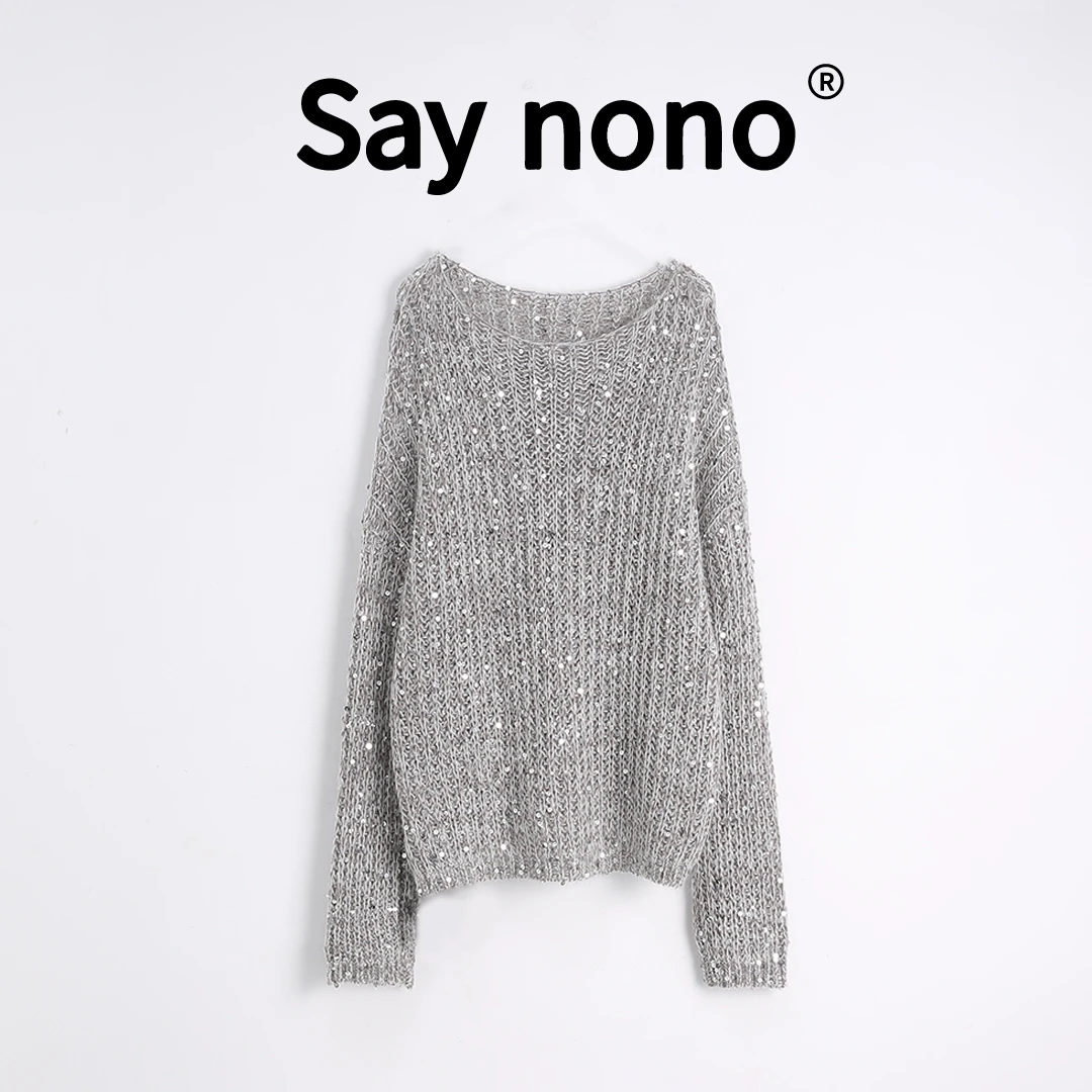 懒猫nono│Saynono 细闪＿百搭时尚马海毛长袖套头上衣 /T24161