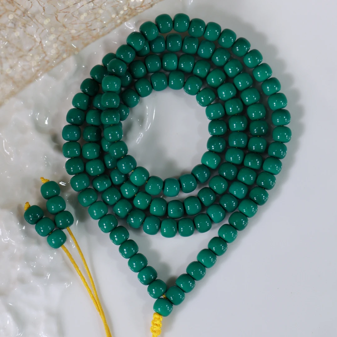 精品瓷高油绿地狱色系6mm老型珠108项链多圈男女款散珠隔配珠百搭