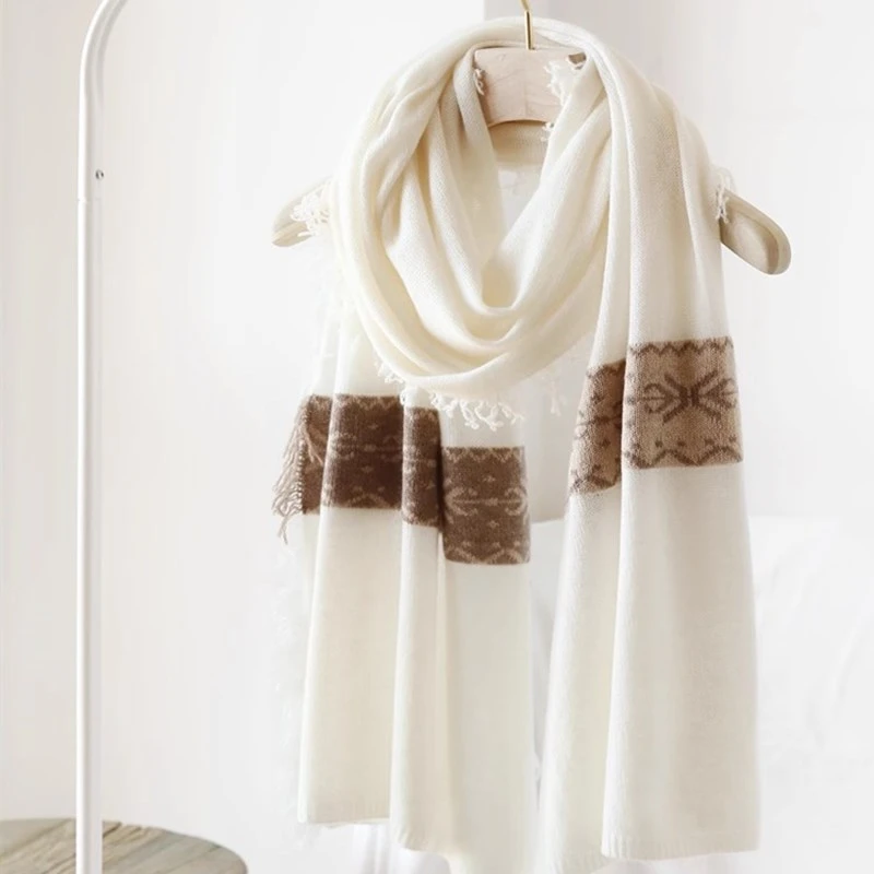 【ZL128-费尔岛围巾】秋冬100%纯羊毛披肩女士保暖流苏高端韩版围脖