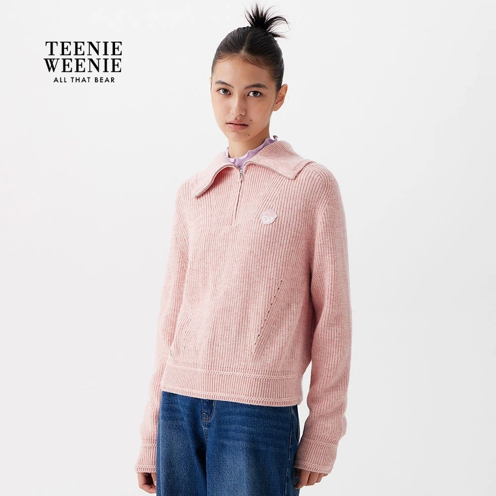 *TeenieWeenie小熊女毛针织衫25保暖时髦款半拉链毛衣TTKW258TCGK