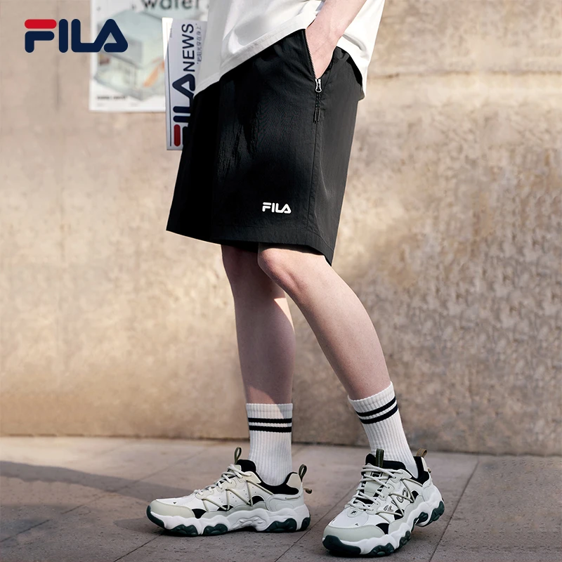 FILA 斐乐官方男士梭织短裤2025夏季新款休闲宽松防晒凉感三分裤