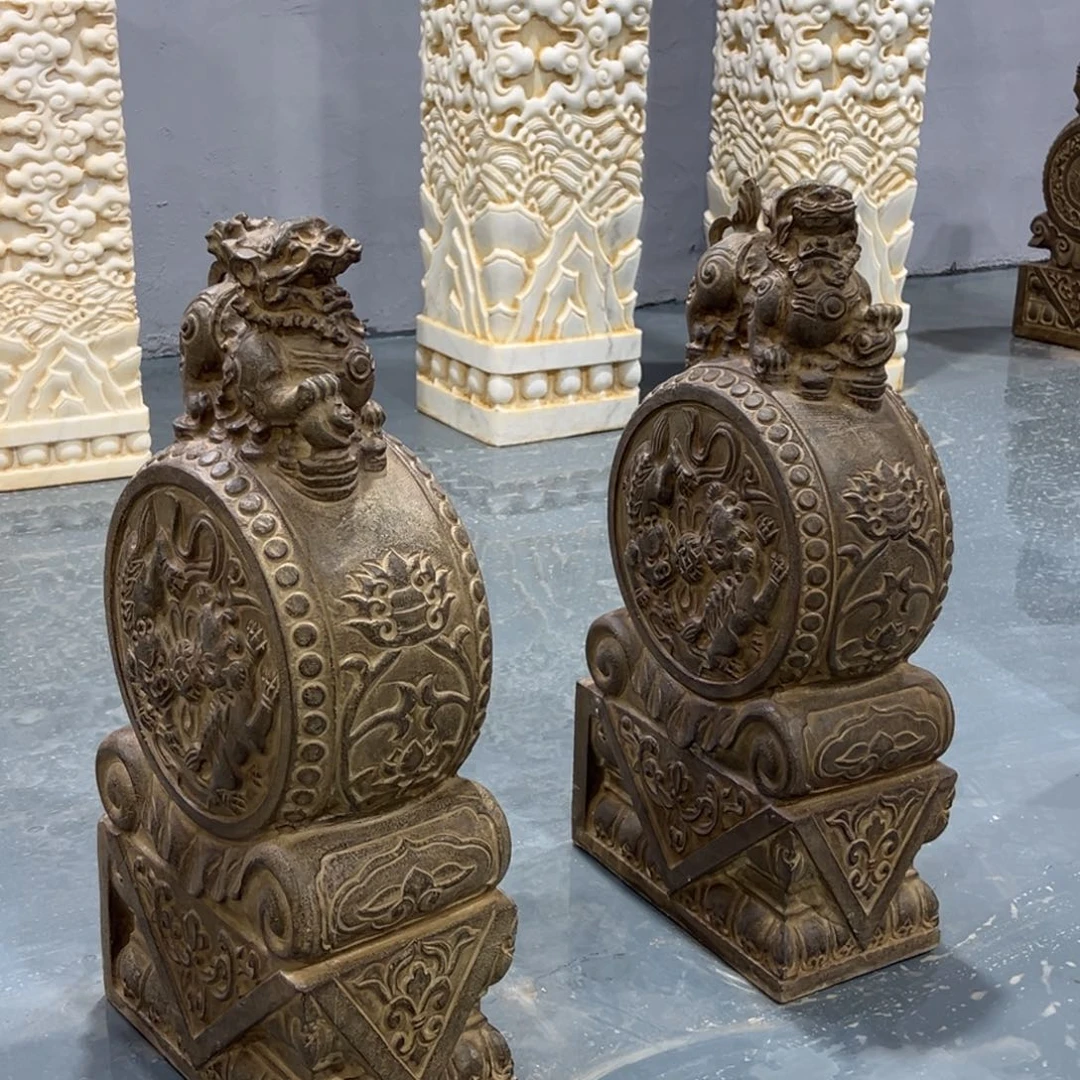 黑青石材质抱鼓石