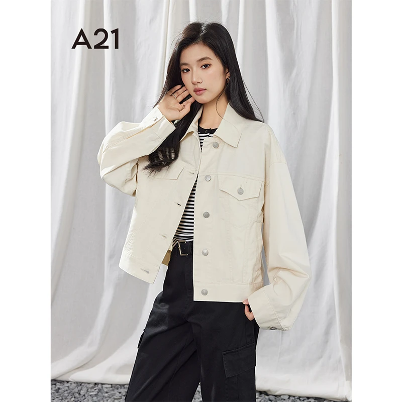 A21女装宽松翻领落肩开衫休闲外套F451214008