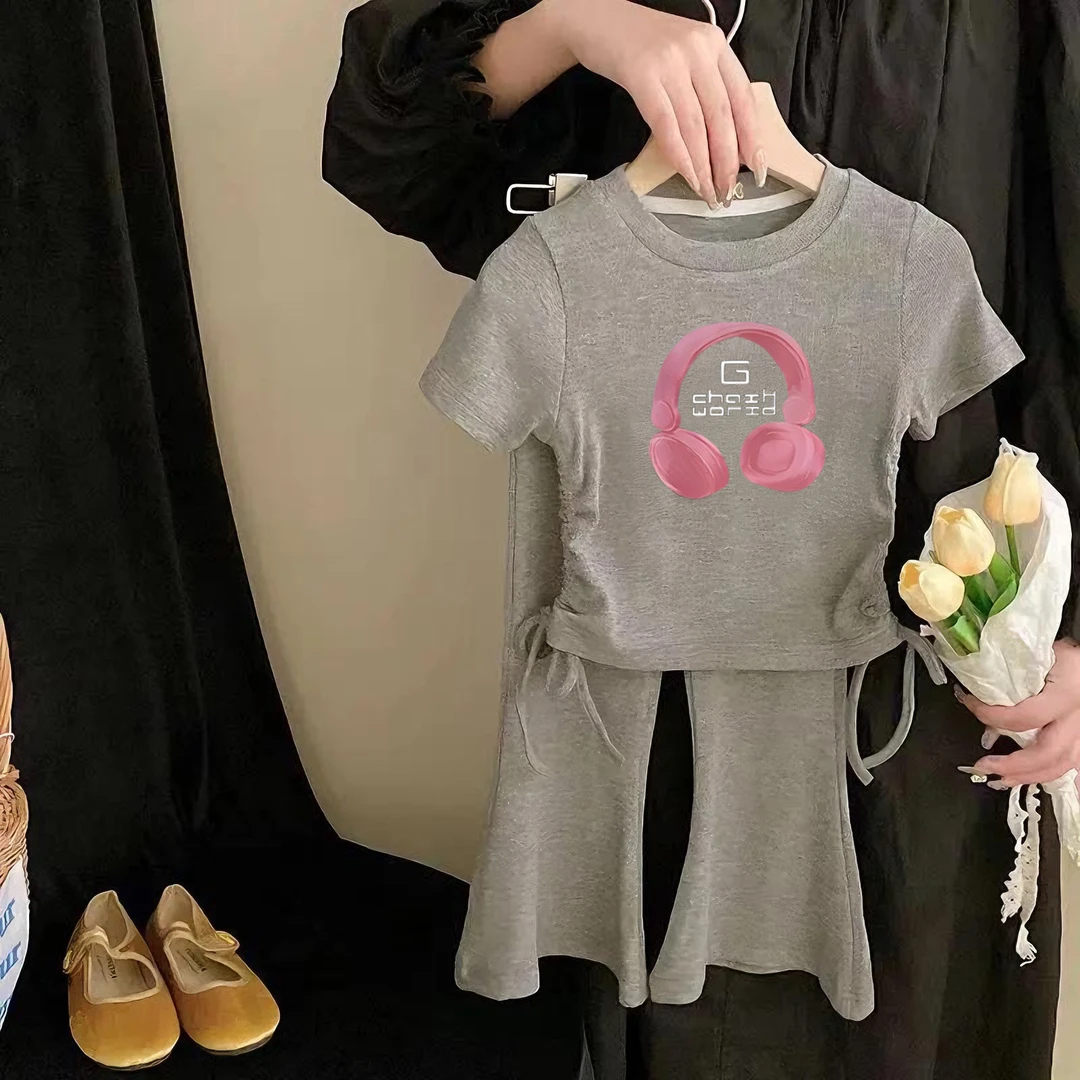 女童t恤夏季短袖套装2025洋气潮款女孩儿童衣服炸街潮牌新款爆款