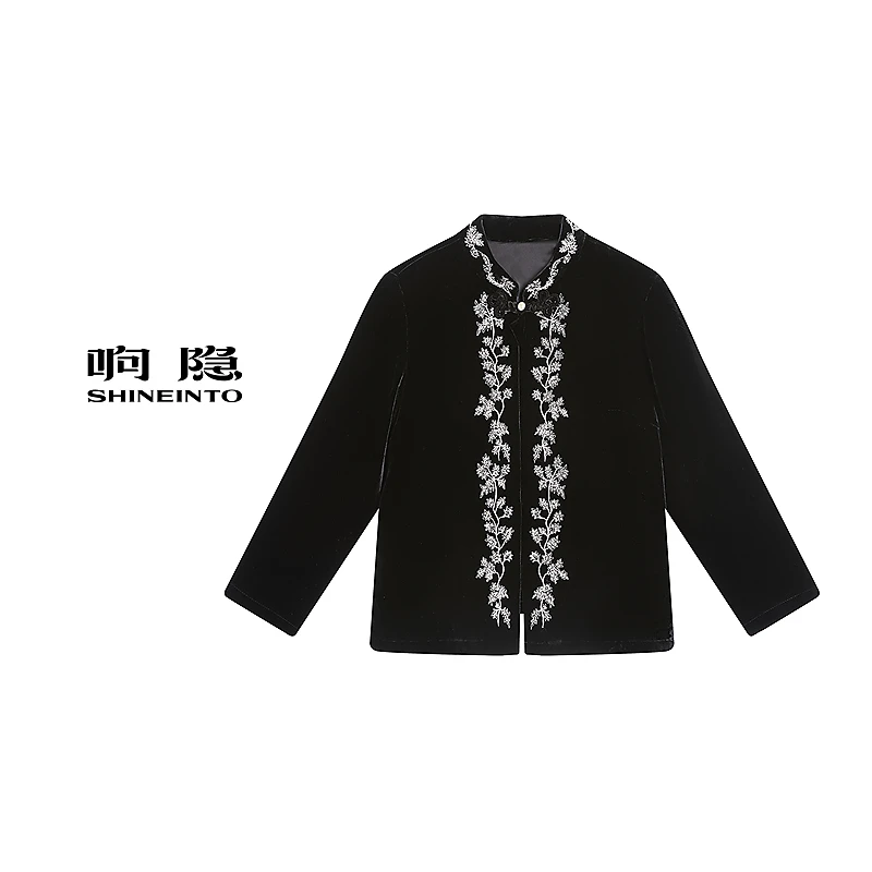 响隐丝绒花叶丝绒外套6535114006