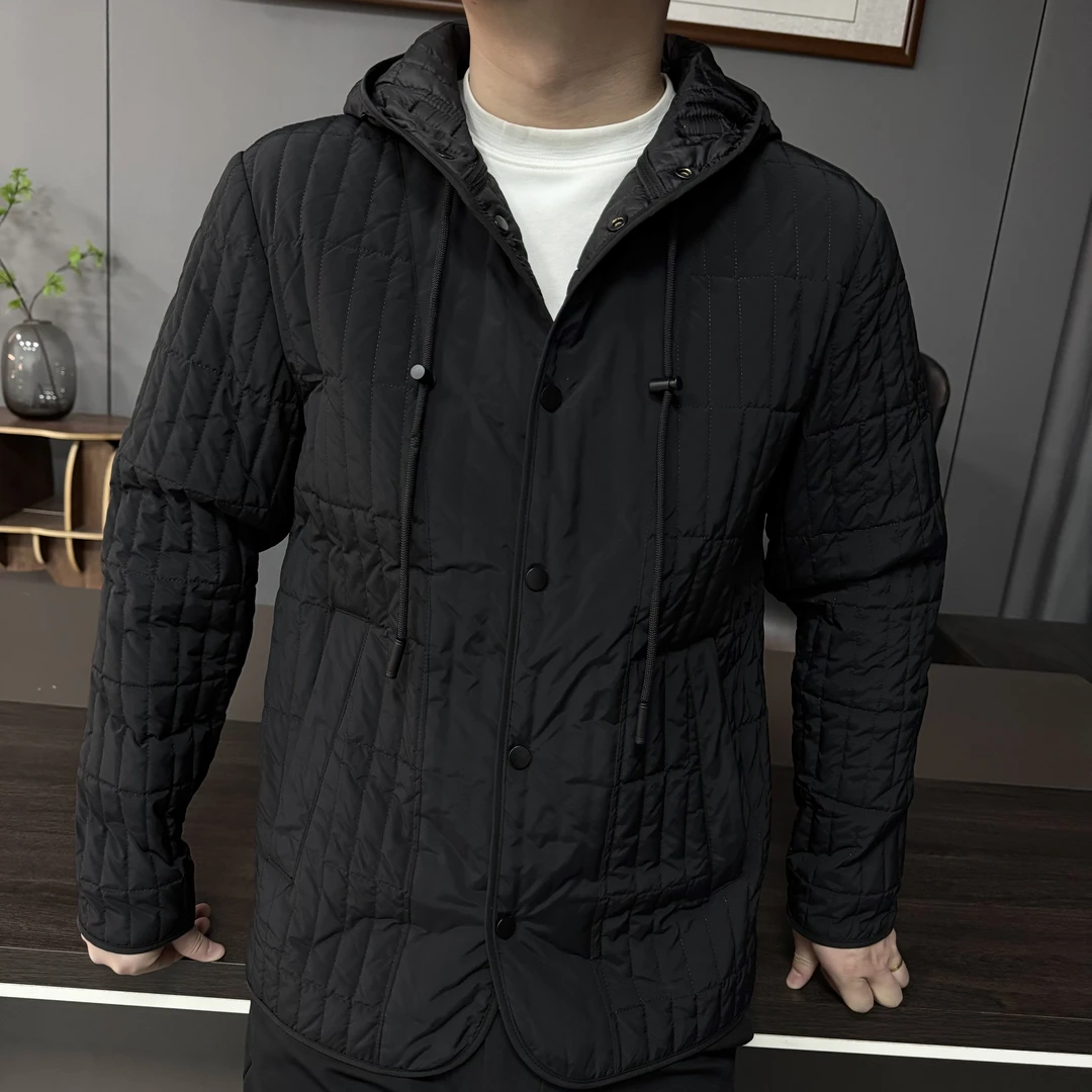 秋冬男士商务保暖休闲风连帽常规时尚修身设计感棉服外套25360