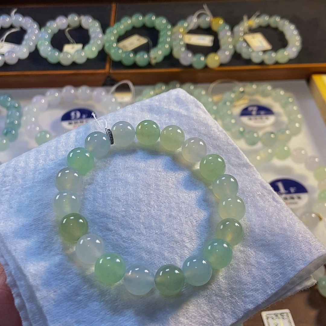 定制翡翠未镶嵌翡翠手串卡9.8