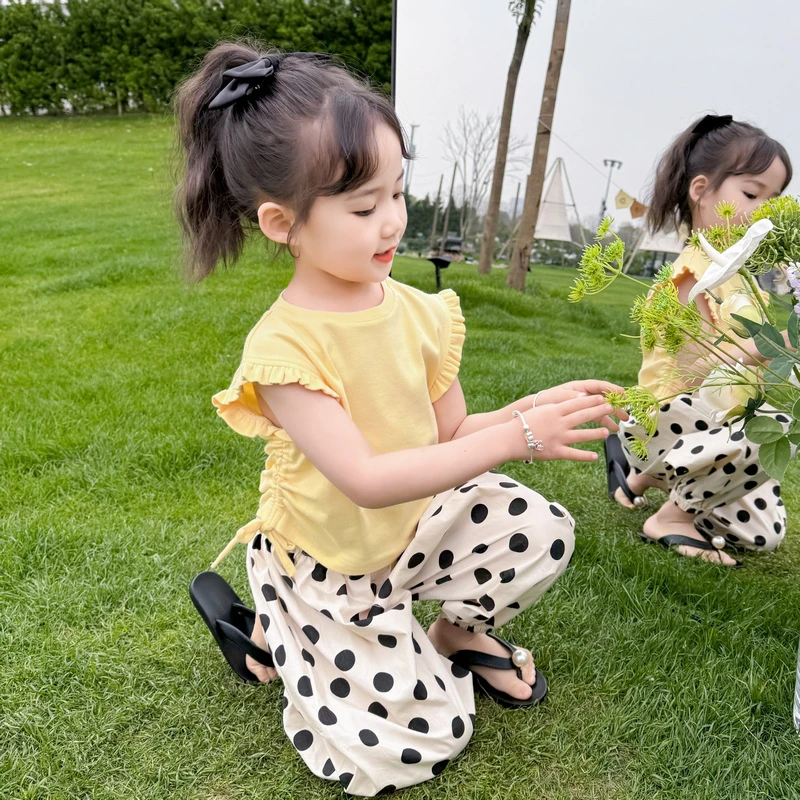 女童小飞袖套装夏装2025新款女孩炸街儿童夏季洋气宝宝时髦两件套