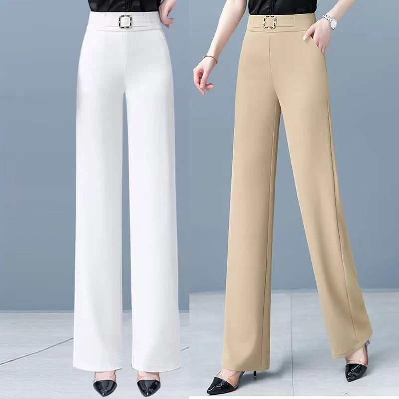 冰丝阔腿裤女2025夏季新品高腰显瘦直筒裤薄料垂感休闲裤子