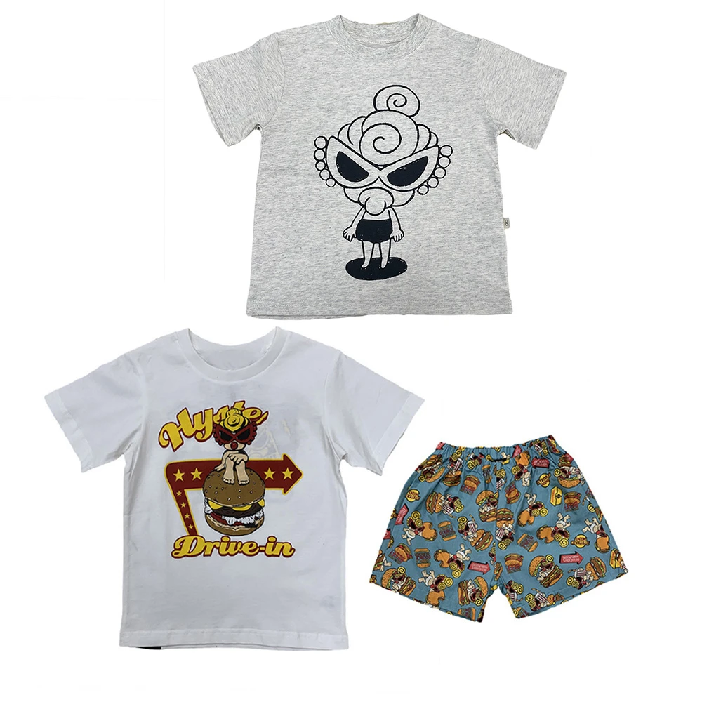 003【断码】清清清麻白超超+汉堡满印短裤+汉堡短袖T恤组合装