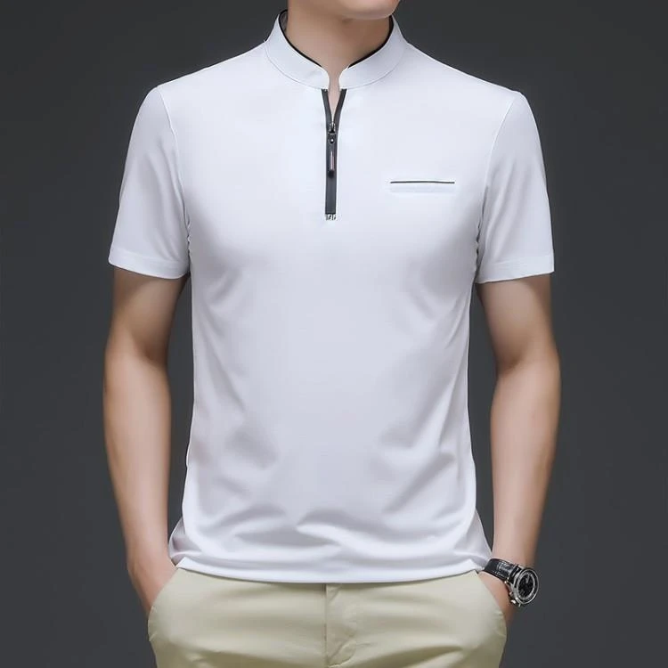 新款男士拉丁舞上衣舞蹈服男立领国标舞服装男装短袖修身练功服