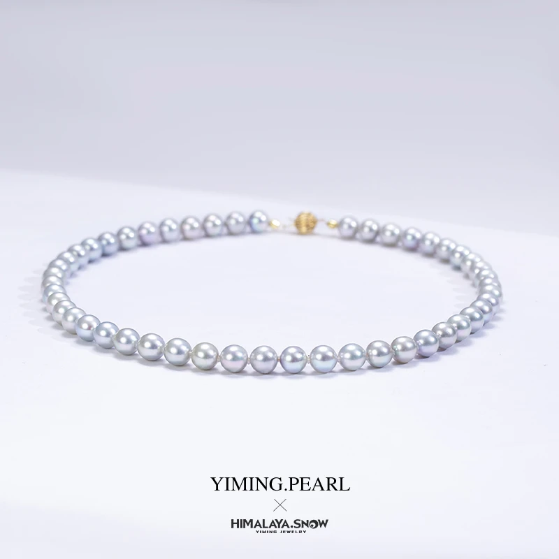 【一铭珠宝】喜马拉雅铂金灰吉尔德珍珠项链14k金扣头9~11mYMXL0054