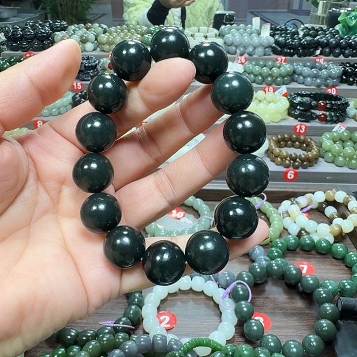 未镶嵌手链和田玉新疆黑青卡16