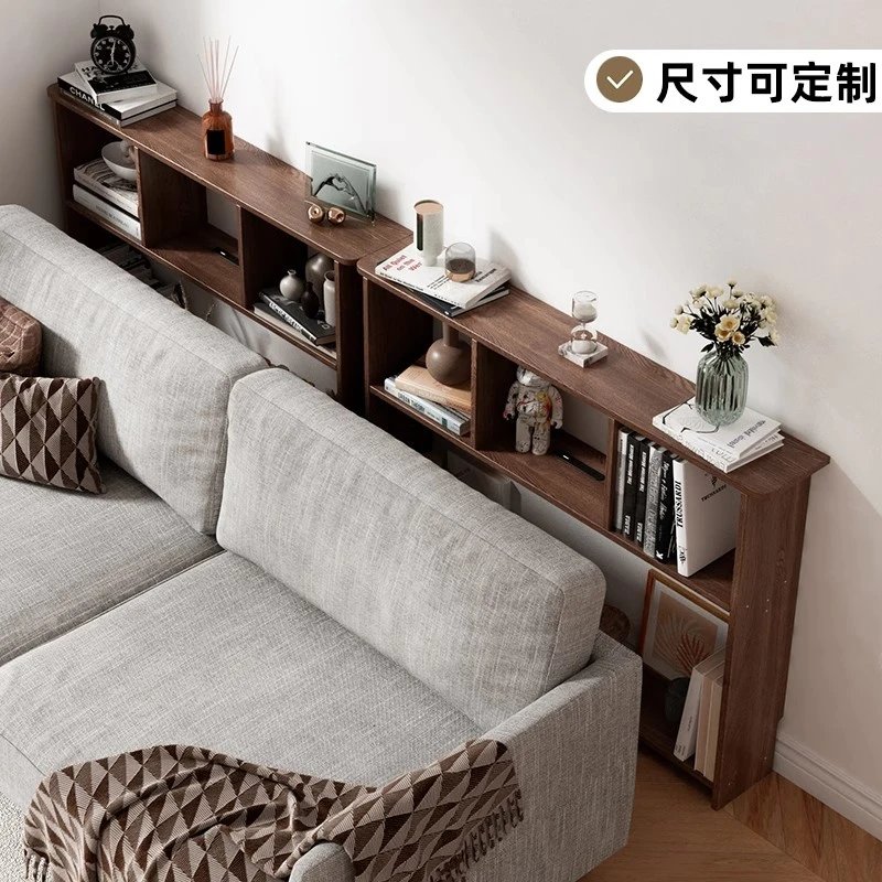 客厅沙发后置物架夹缝可充电落地床后收纳架长条窄桌靠墙一体书架