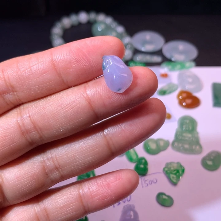 翡翠未镶嵌耳饰叶子