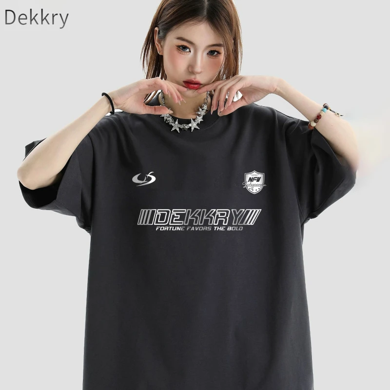 Dekkry宽松街头短袖T恤百搭美式长袖上衣男装基础大众复古运动