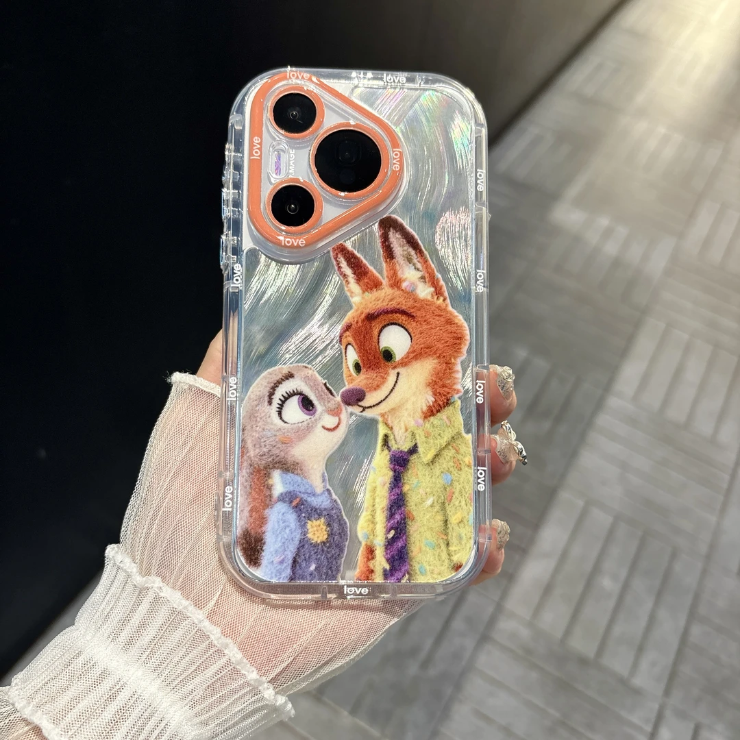 苹果/华为/oppo/vivo/小米尼克与朱迪适用pura70/80pro奶油手机壳