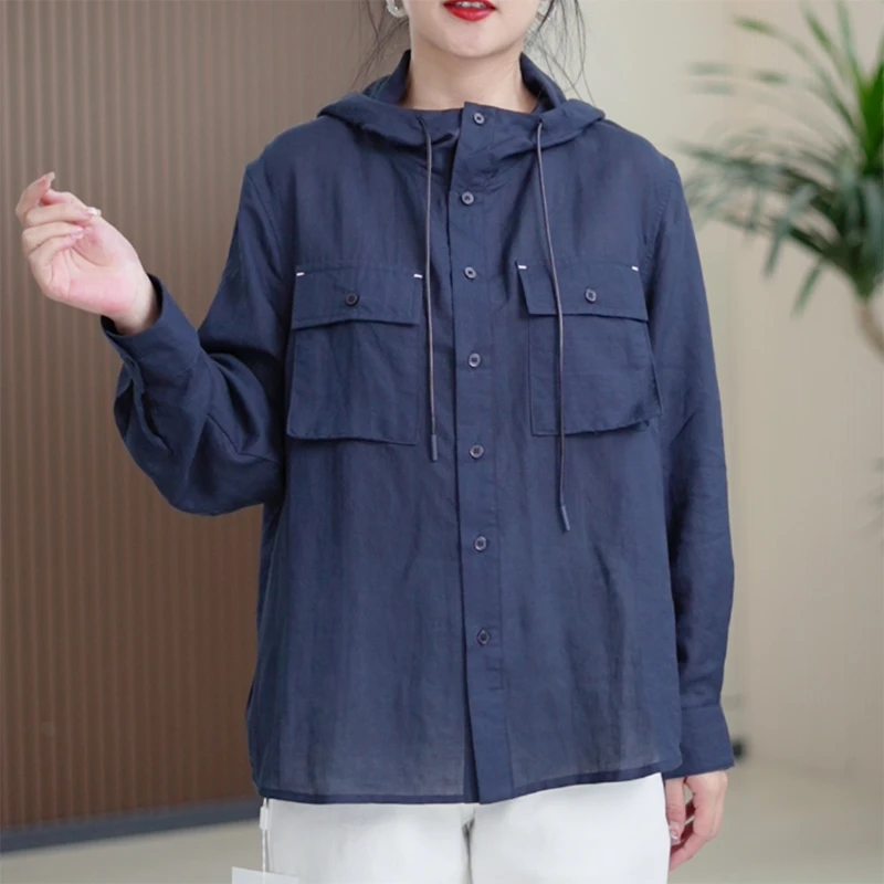 天丝亚麻外套女大码显瘦百搭秋季时尚休闲运动文艺简约防晒上衣