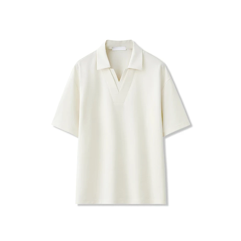 夏季凉感双V领短袖POLO衫男2025新款翻领拼接上衣服衬衫领半袖T恤