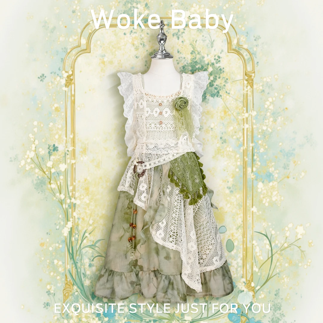 【现货】女童夏季可爱中大童上衣中领套头汉服短裙M5555