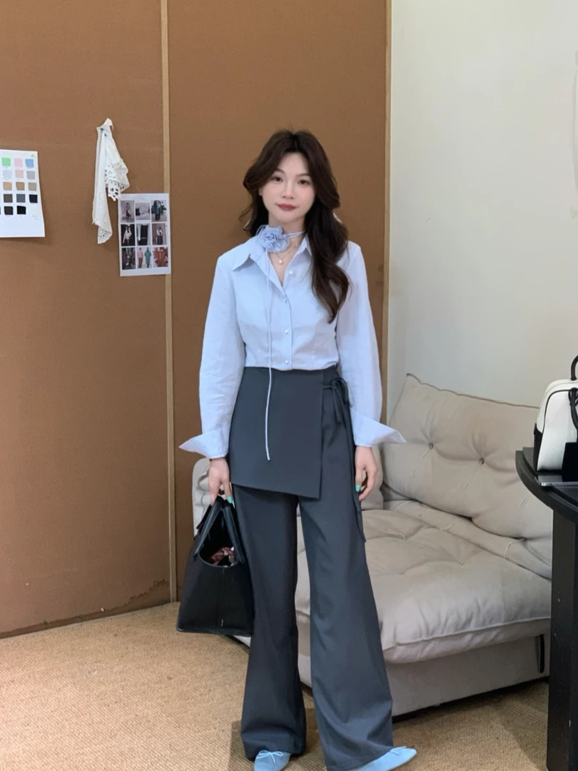 【DUOMI】春季新款女装百搭时尚小众设计感衬衫女小衫上衣D6366