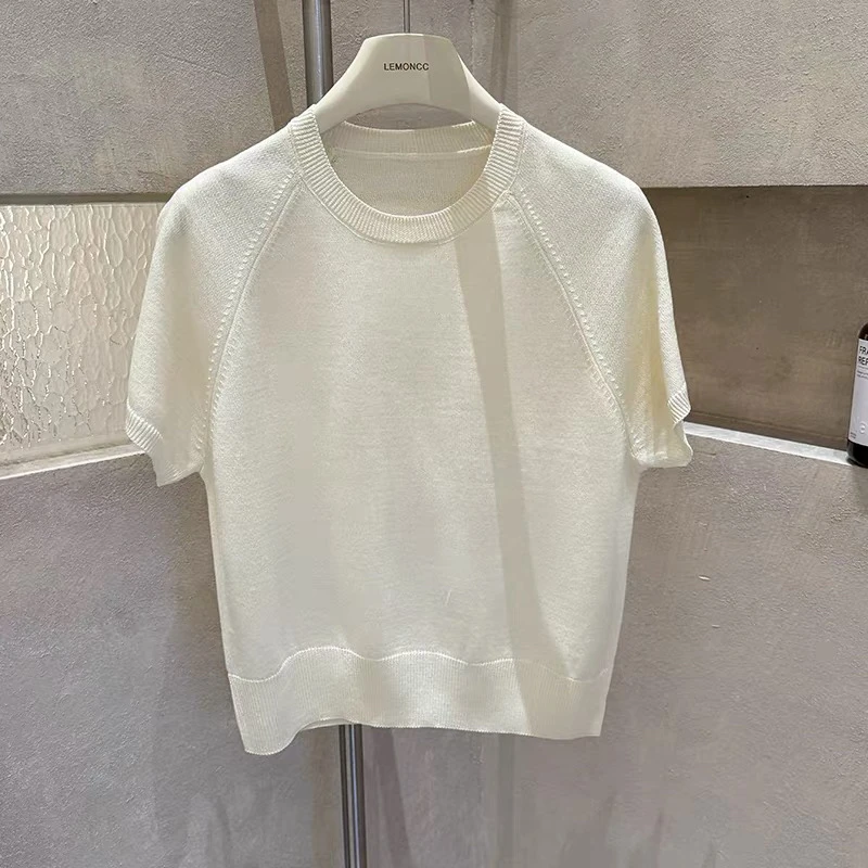 【心依阁铭品】1589冰麻无缝对接简约时尚上衣