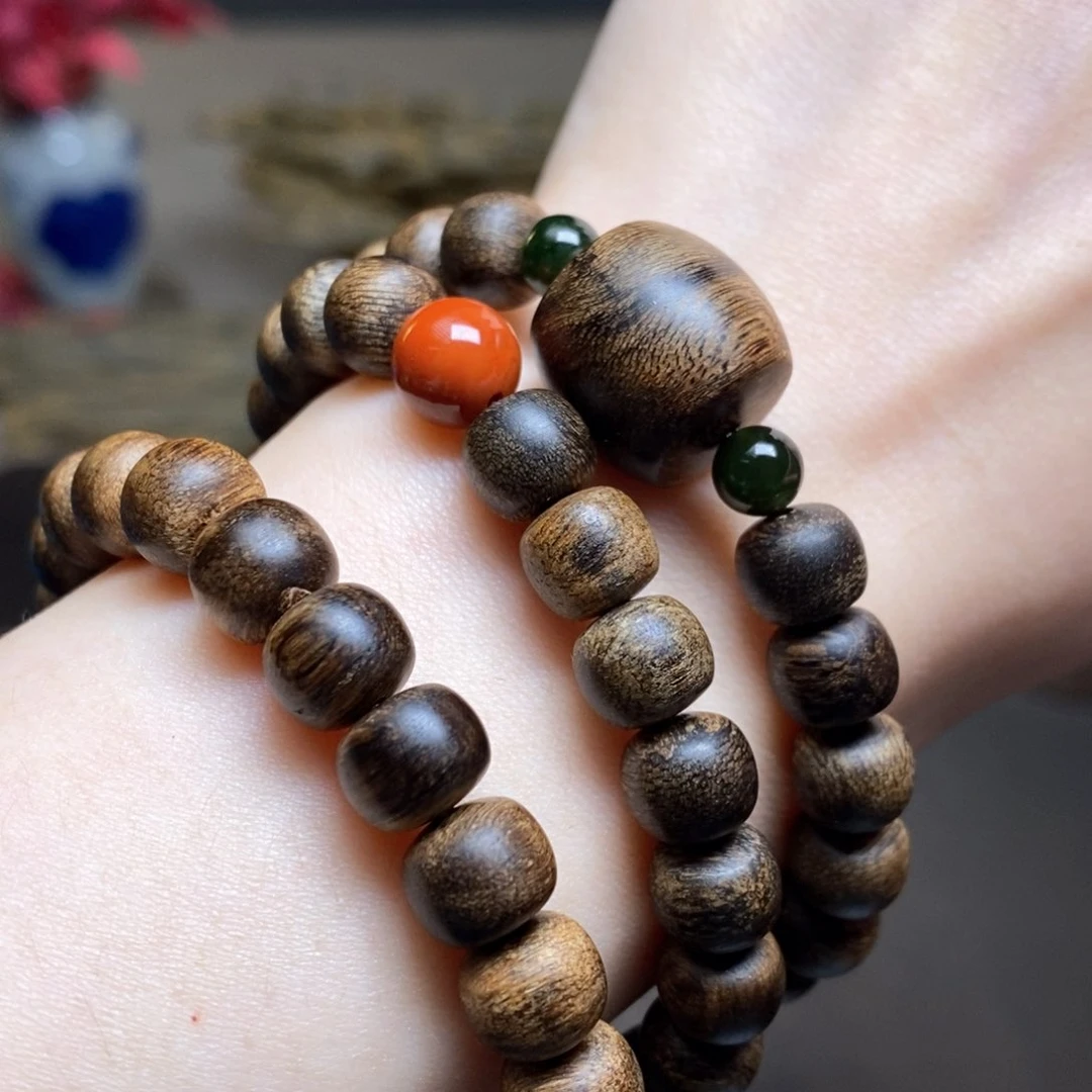 沉香手串越南芽庄紫棋瘤疤0.6×0.8配饰