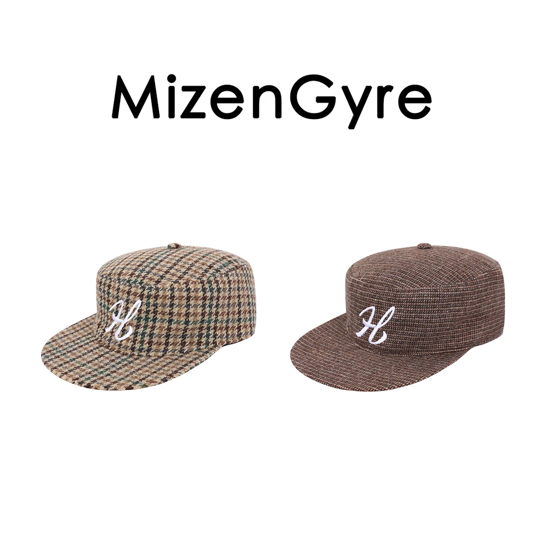 MizenGyre小众设计英伦老钱风平顶复古休闲百搭字母刺绣鸭舌帽