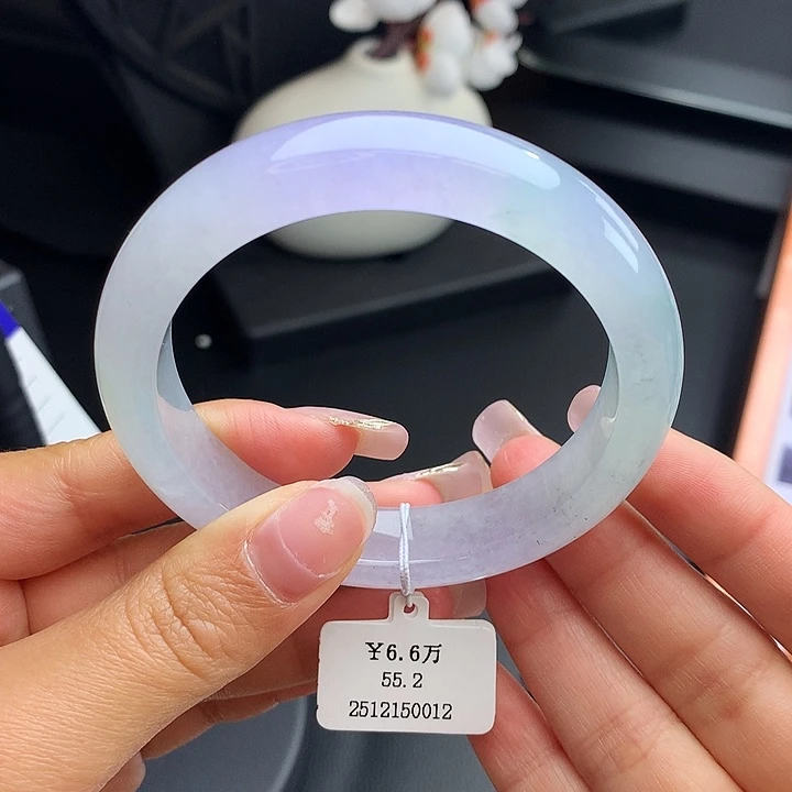 未镶嵌手镯翡翠55.2正圈冰幻彩