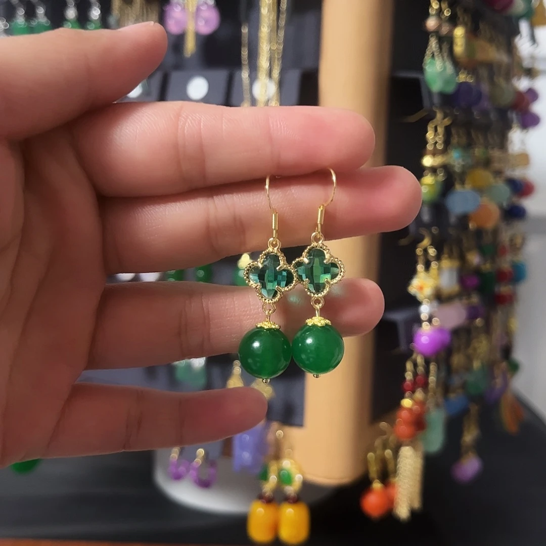 锆石纯铜925银耳饰