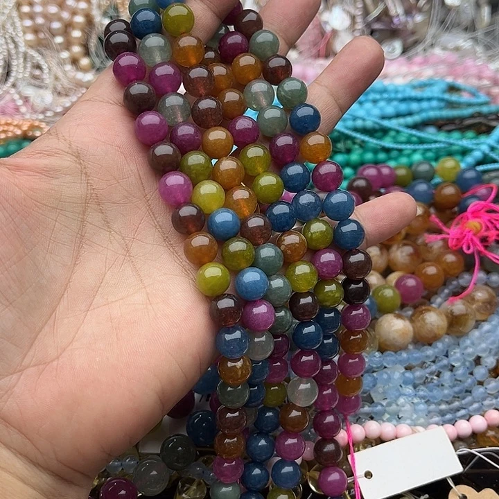 玛瑙/玉髓未镶嵌珠宝半成品一条10mm碧玺
